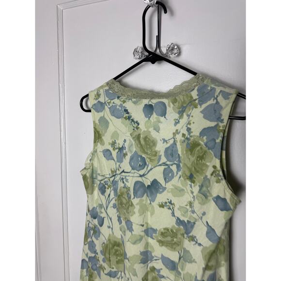 Vintage Y2K 00s Norton Green Blue Floral Linen Sheath Mini Dress Size Large P - Picture 6 of 6
